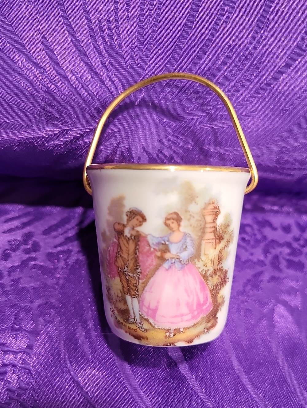 Limoges France Tiny Collectible Cameo Porcelain Bucket